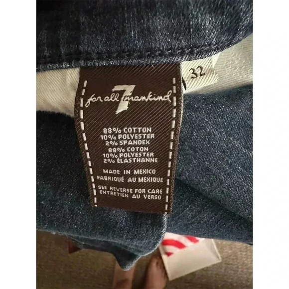 7 For All Mankind Men's Distressed Straight Jeans Blue Size 32 #003 - Picture 4 of 6